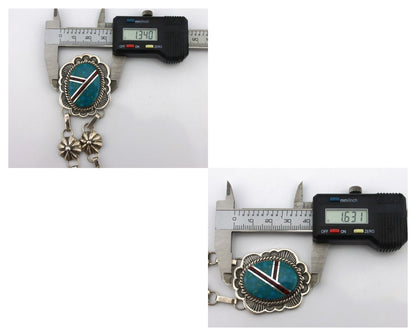 Navajo Necklace 925 Silver Blue Gem Turquoise, Onyx, Coral Signed M Begay C.80's