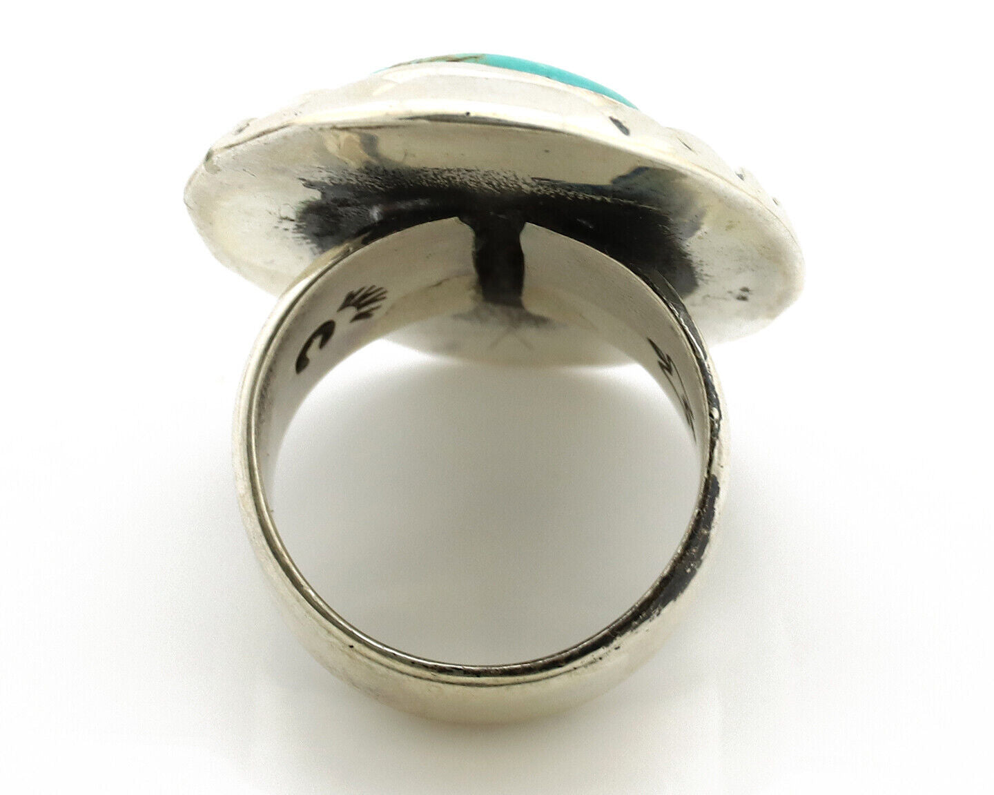 Navajo Ring 925 Silver Turquoise Mountain Artist Signed C Montoya C.80's