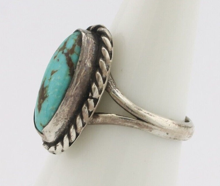 Navajo Handmade Ring 925 Silver Kingman Turquoise Native Artist C.80's