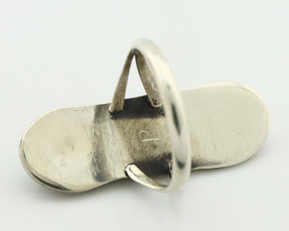 Navajo Ring .925 Silver Natural Blue Turquoise Native American Artist C.80's