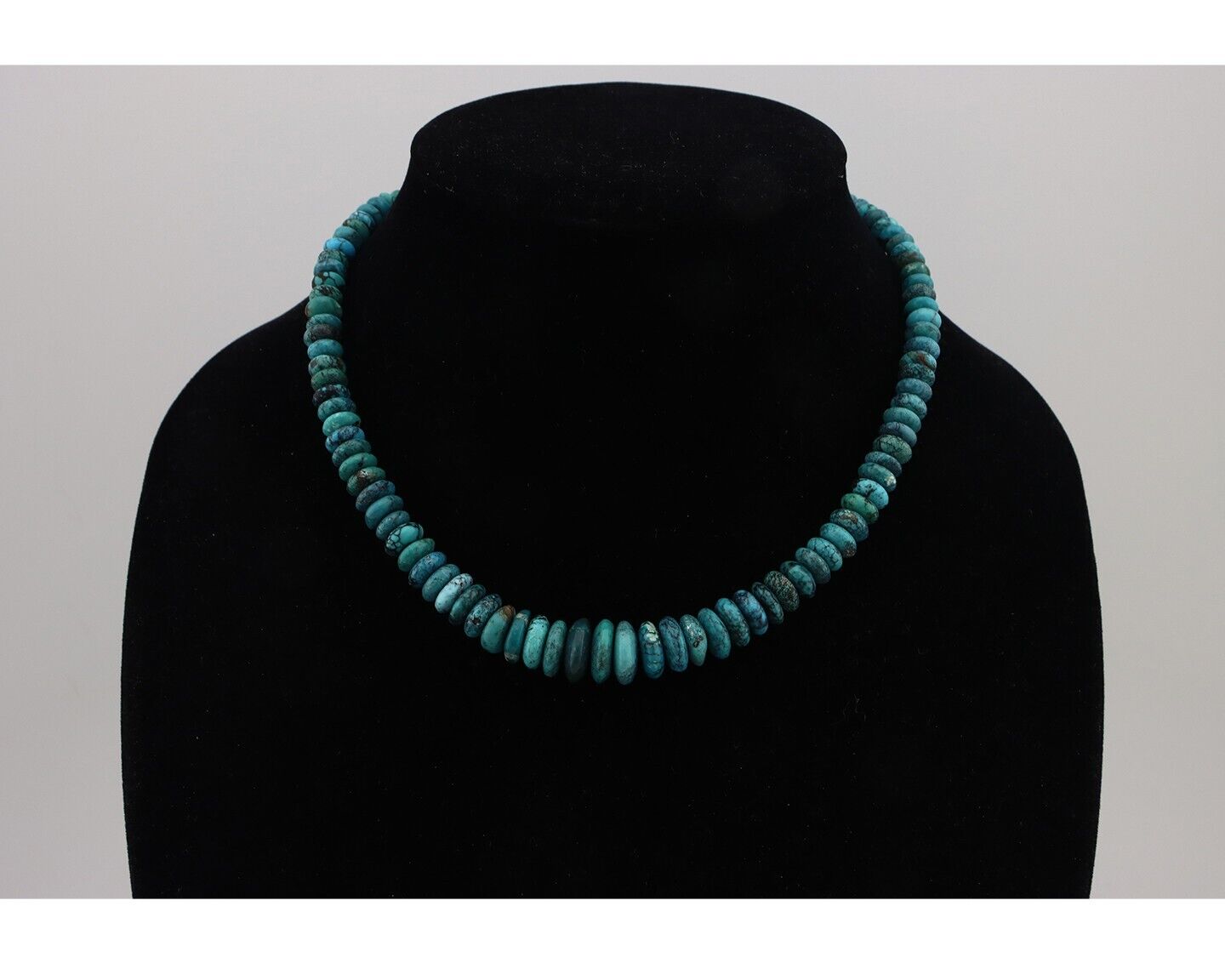 Navajo Necklace 925 Silver Black & Blue Spiderweb Turquoise Native Artist C.80's