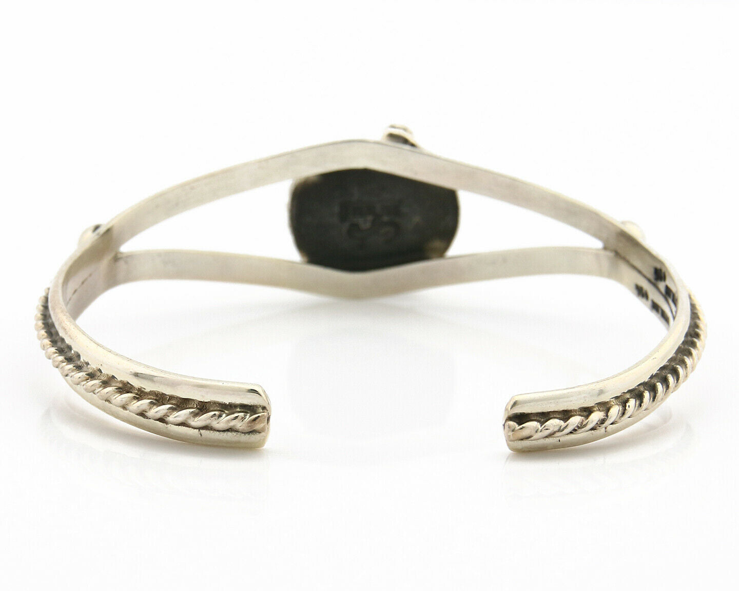 Navajo Bracelet .925 Silver Turquoise Mountain Signed Calvin Peterson C.80's