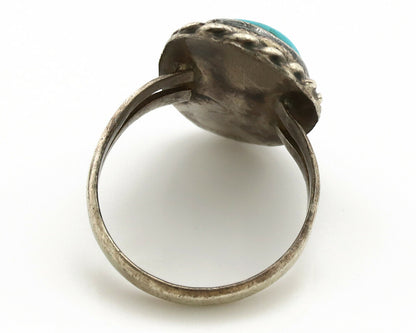 Navajo Ring .925 Silver Kingman Turquoise Native American Artist C.1980's