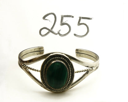 Women's Navajo Bracelet .925 Silver Natural Malachite Cuff Native American C80's