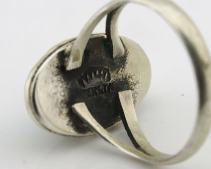 Navajo Ring .925 Silver Kingman Turquoise Native Artist Signed C.80's