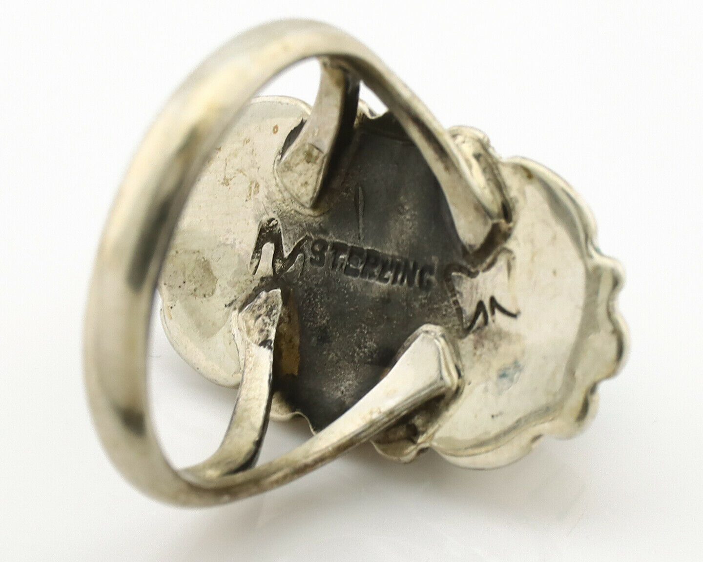 Navajo Ring .925 Silver Natural Mined Turquoise Artist Signed M Montoya C.80's