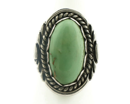 Navajo Ring .925 Silver Natural Uncolored Green Turquoise Signed Apache C.80's
