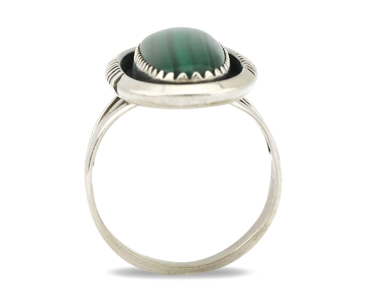 Navajo Ring 925 Silver Natural Malachite Artist Signed William Denetdale C.80's