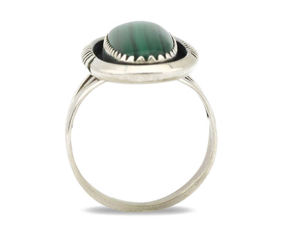 Navajo Ring 925 Silver Natural Malachite Artist Signed William Denetdale C.80's