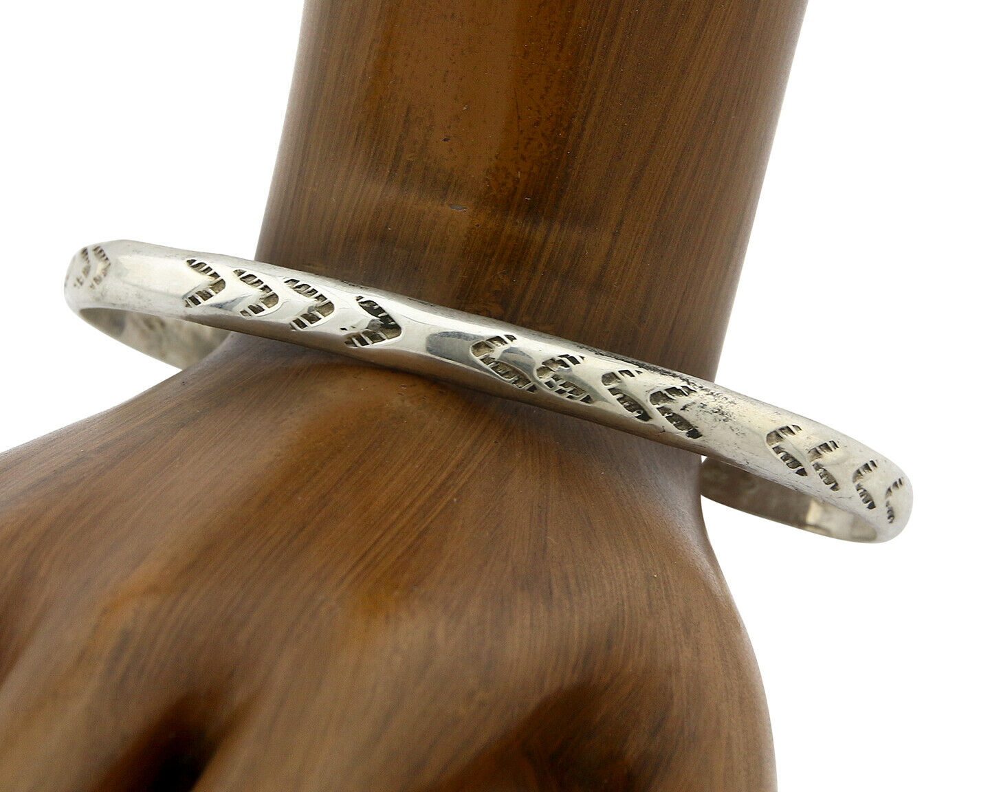 Navajo Bracelet .925 Silver Hand Stamped Arrow Head Artist Signed Montoya C.80's