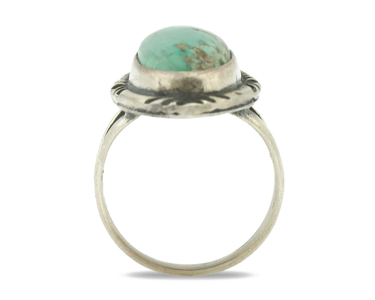 Navajo Ring .925 Silver Natural Turquoise Artist Signed Native American C.80's