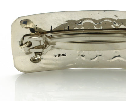 Navajo Hair Clip Barrette .925 Silver Hand Stamped Artist Signed Harold Tom C80s