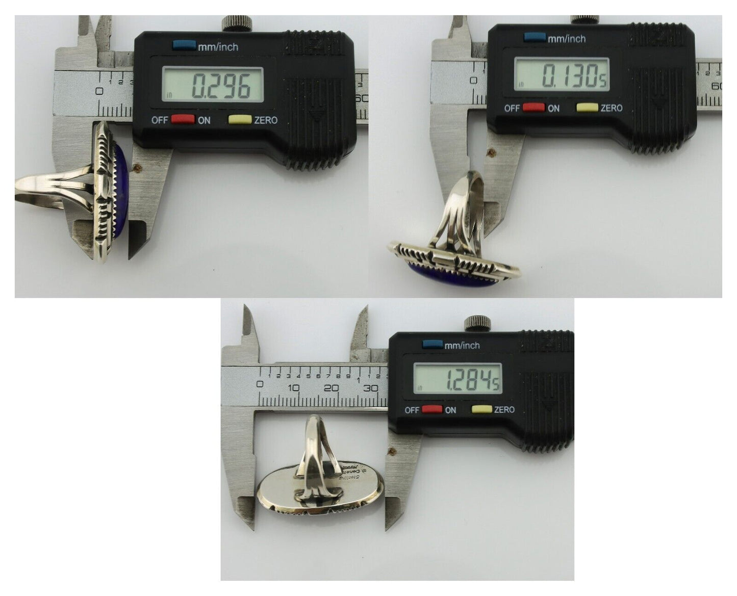 Navajo Ring 925 Silver Natural Lapis Lazuli Artist Signed William Denetdale C80s