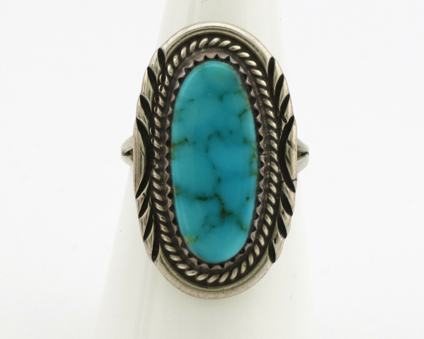 Navajo Ring .925 Silver Nevada Turquoise Native American Artist C.1980's