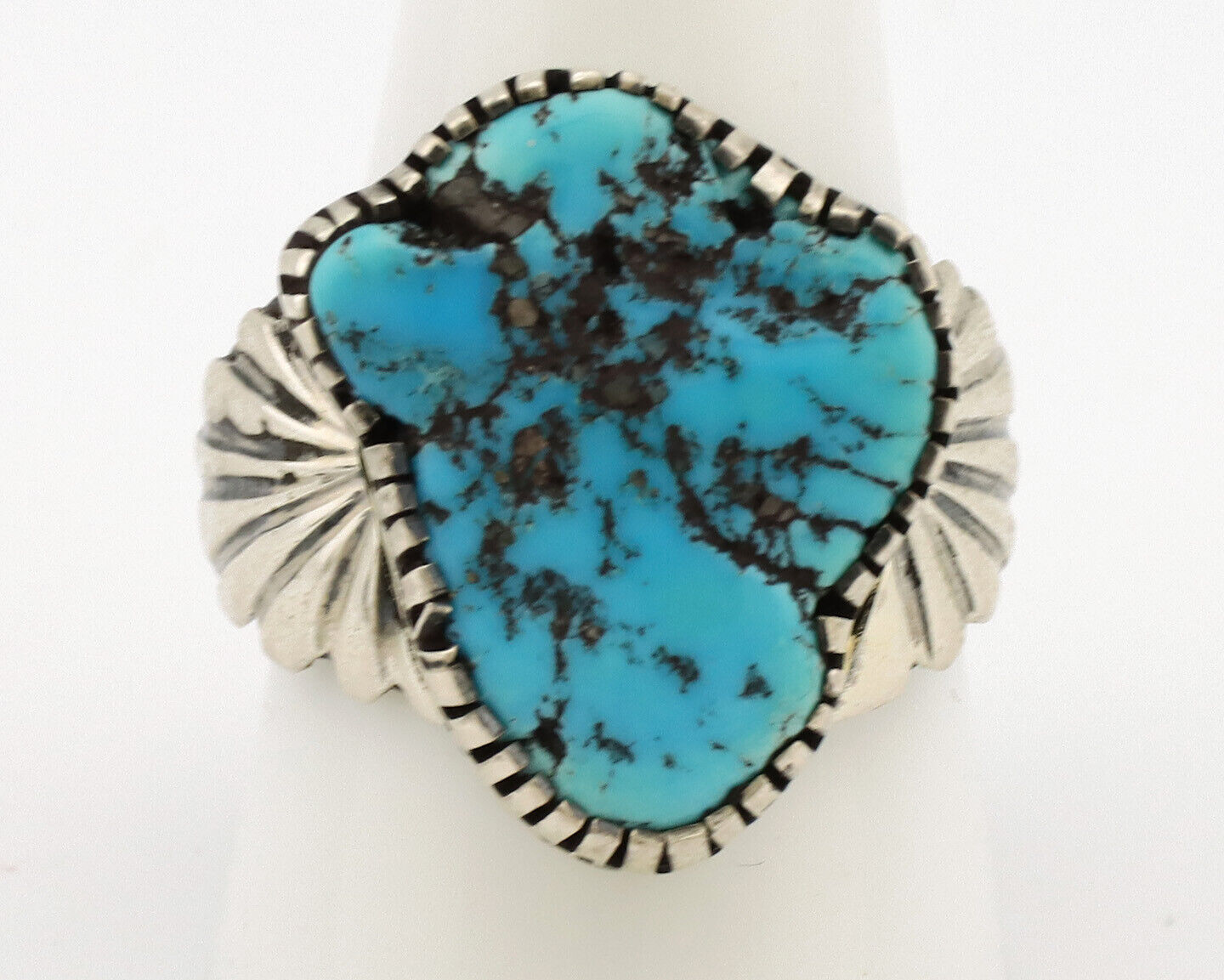 Navajo Ring .925 Silver Sleeping Beauty Turquoise Artist Signed DK C.80's