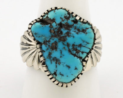 Navajo Ring .925 Silver Sleeping Beauty Turquoise Artist Signed DK C.80's