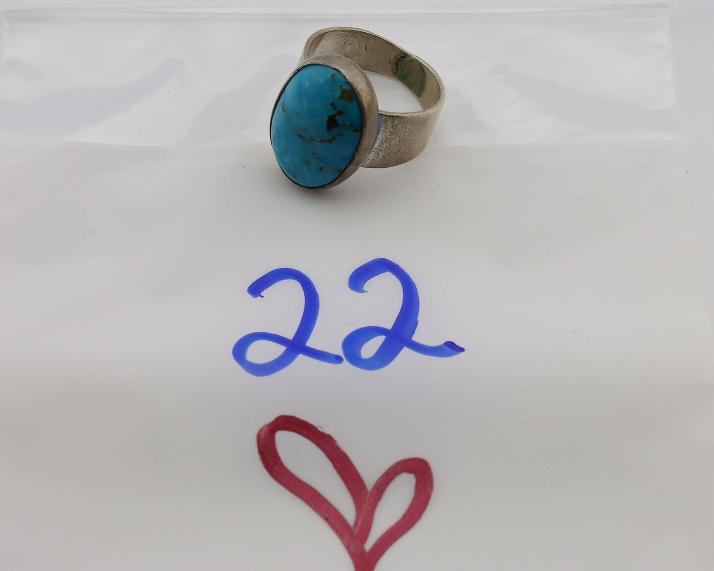 Navajo Ring .925 Silver Blue Turquoise Artist Signed C Montoya C.80's
