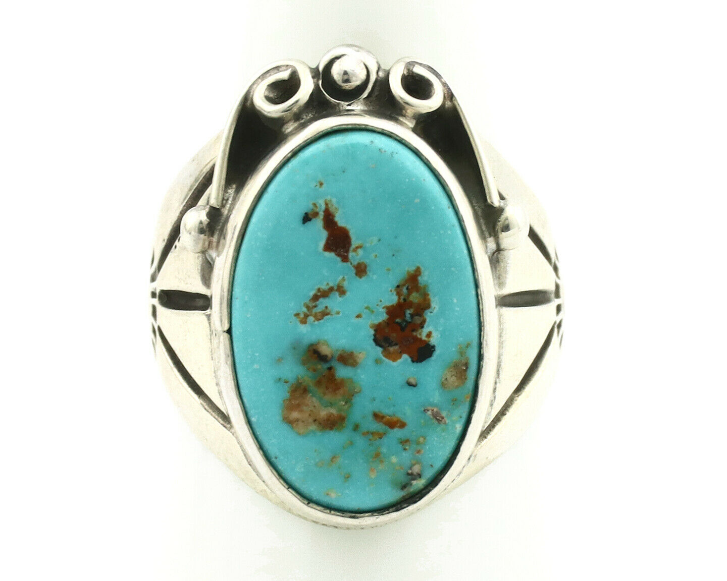 Navajo Ring .925 Silver Blue Southwest Turquoise Native Artist C.80's