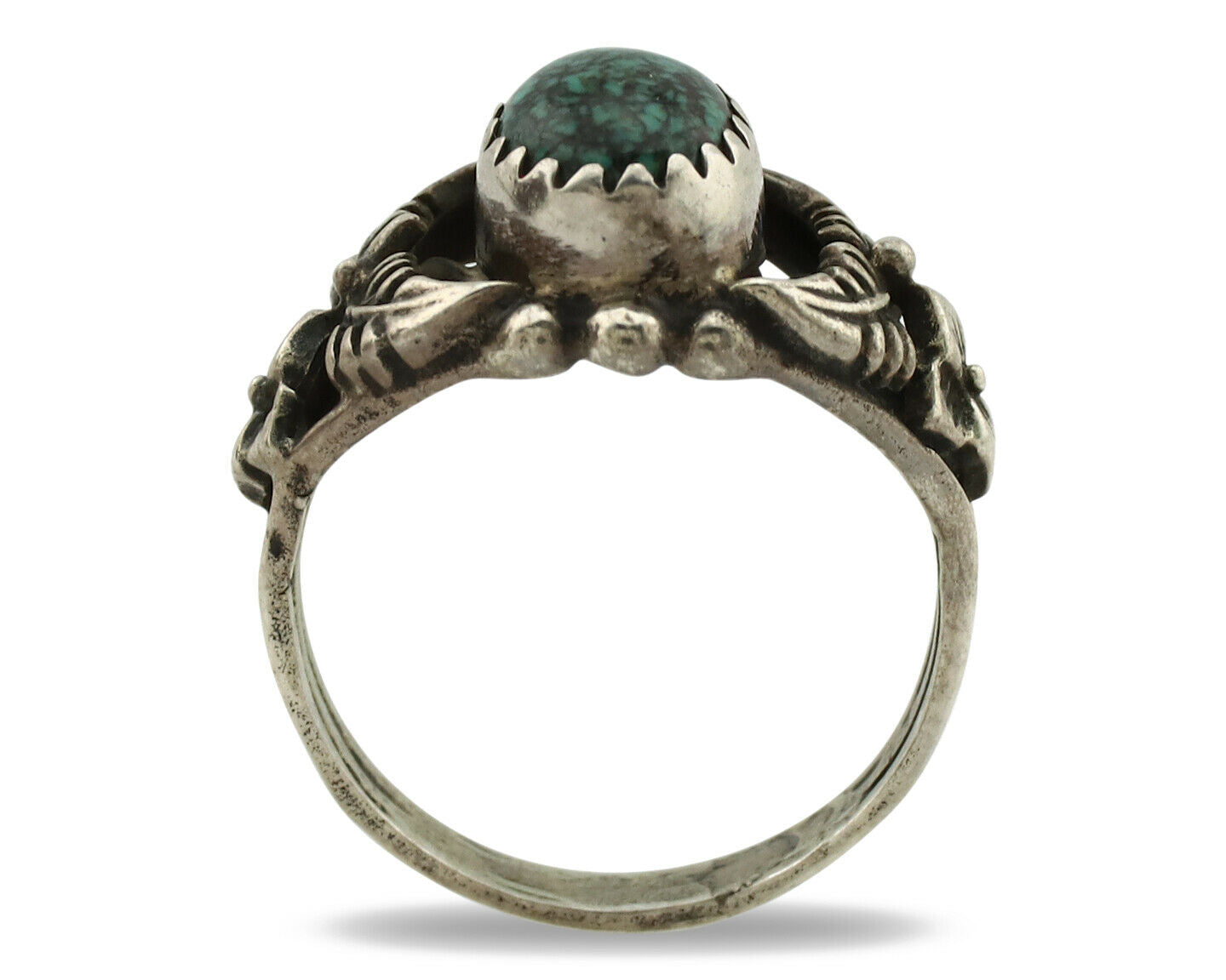 Navajo Ring .925 Silver Spiderweb Turquoise Native American Artist C.1980's