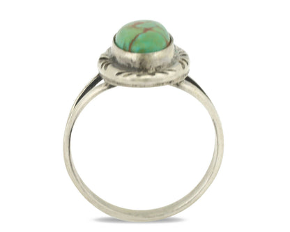 Navajo Ring .925 Silver Natural Spiderweb Turquoise Native Artist Signed C.80's