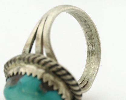 Navajo Ring .925 Silver Gober Turquoise Native American Artist C.1980's