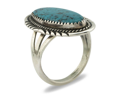 Navajo Ring .925 Silver Kingman Turquoise Native American Artist C.80's