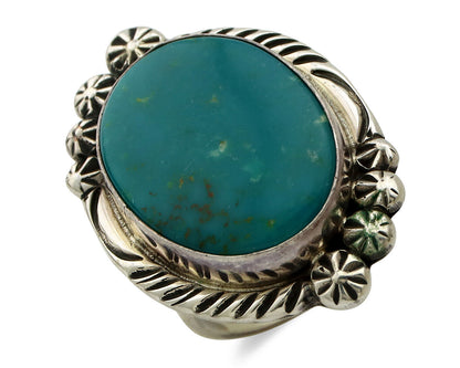 Navajo Ring 925 Silver Turquoise Mountain Artist Signed M Begay C.80's