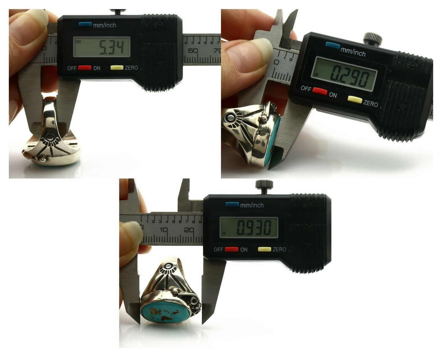 Navajo Ring .925 Silver Blue Southwest Turquoise Native Artist C.80's