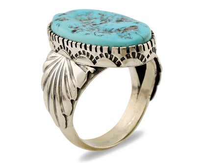 Navajo Ring .925 Silver Sleeping Beauty Turquoise Artist Signed DK C.80's