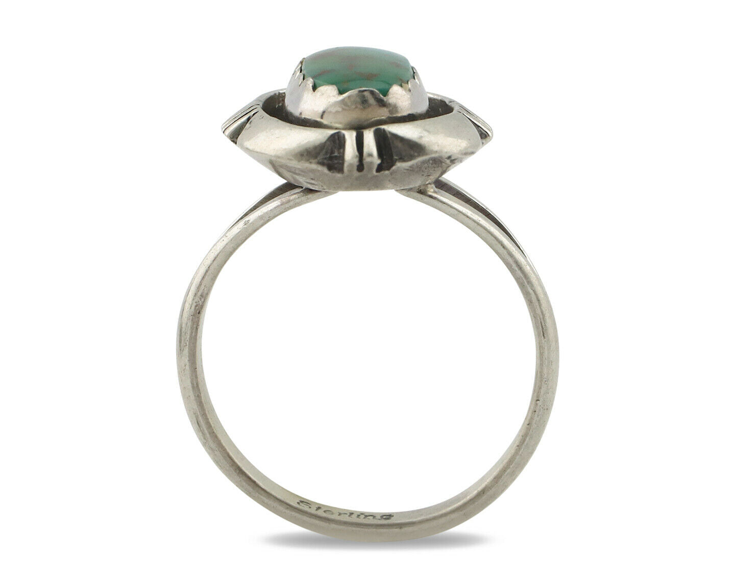 Navajo Ring .925 Silver Kingman Turquoise Handmade Native American Artist C.80's