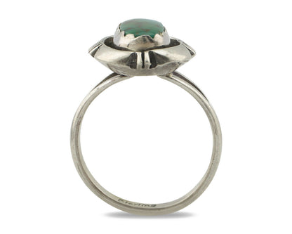 Navajo Ring .925 Silver Kingman Turquoise Handmade Native American Artist C.80's