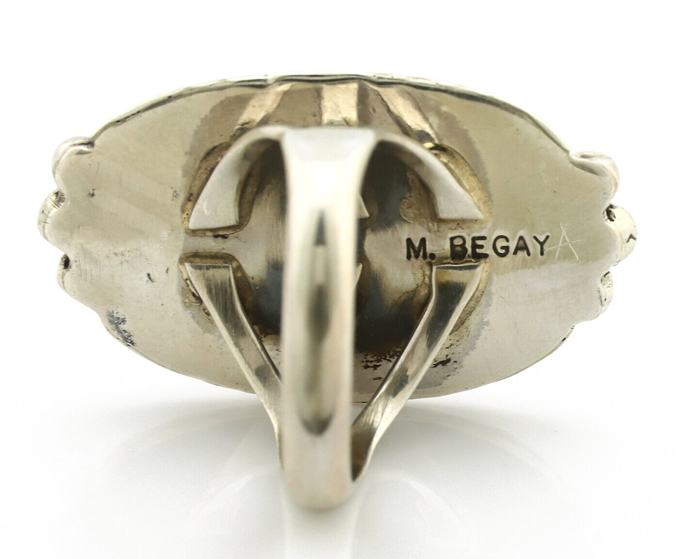 Navajo Ring 925 Silver Natural Blue Turquoise Signed M Begay C.80's
