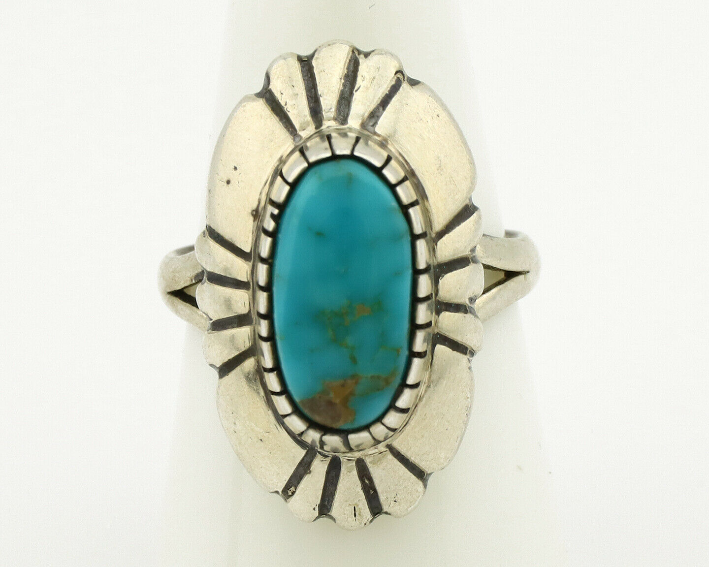 Navajo Ring .925 Silver Arizona Turquoise Signed M Montoya C.80's