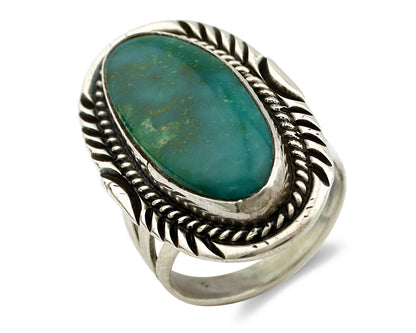 Navajo Ring .925 Silver Kingman Turquoise Native American Artist C.80's