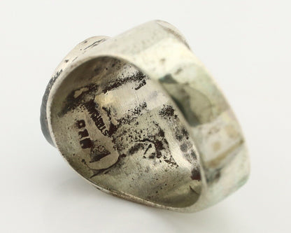 Navajo Ring 925 Silver Blue Turquiose & Mediterranean Coral Native Artist C.80's