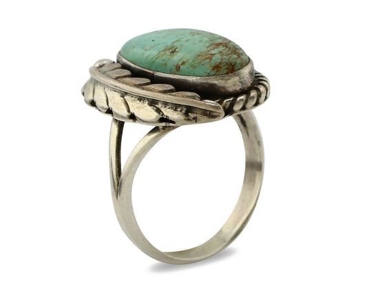 Navajo Ring .925 Silver Arizona Turquoise Signed Apache Manufacturing C80s