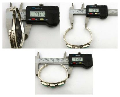 Navajo Bracelet .925 Silver Blue Green Turquoise Artist Signed RC C.80's