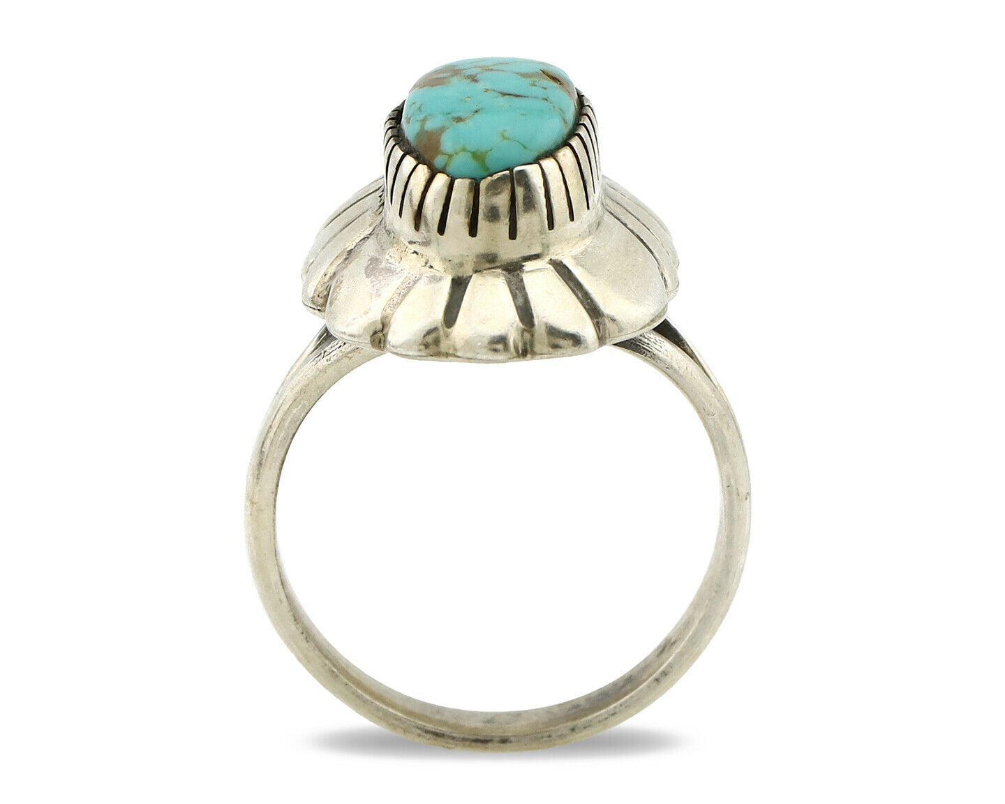 Navajo Ring .925 Silver Arizona Turquoise Signed M Montoya C.80's