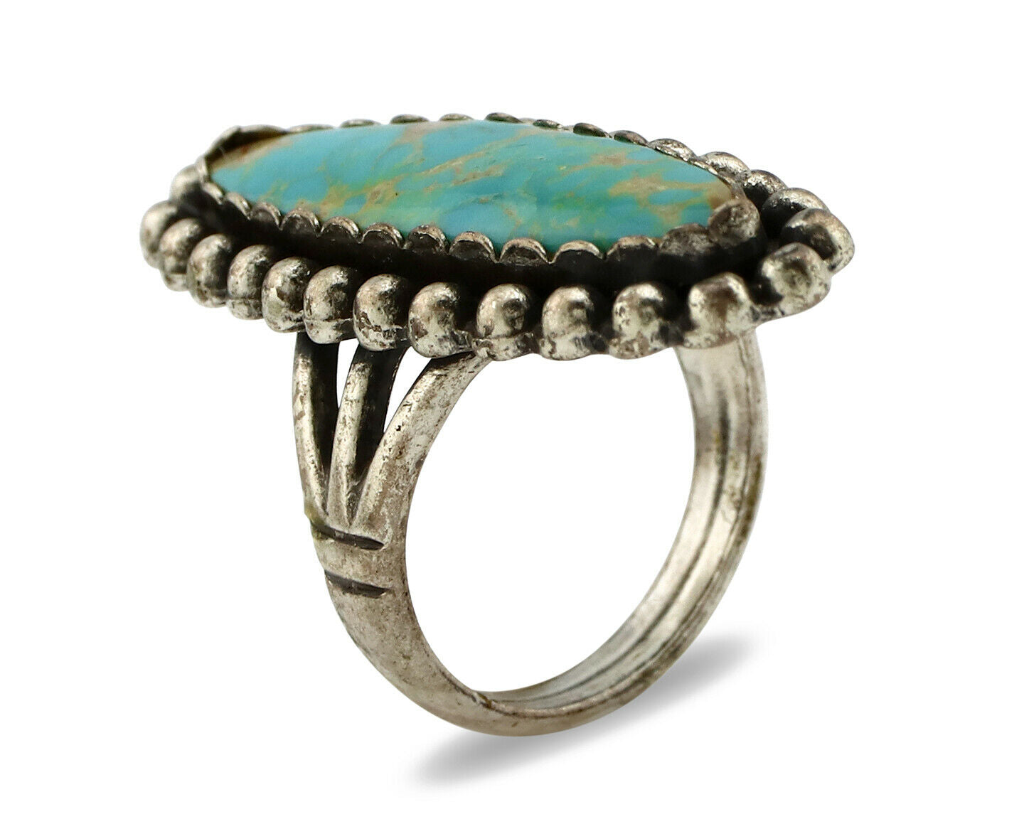 Navajo Ring .925 Silver Southwest Turquoise Signed Artist Sunbell C.80's