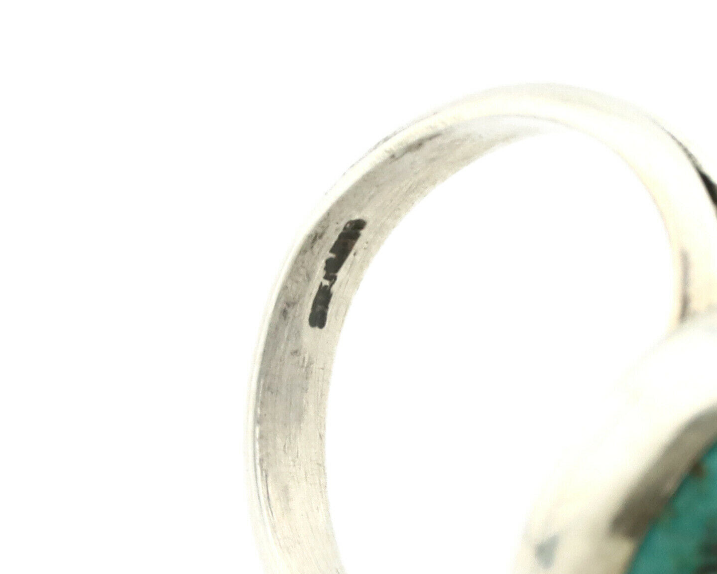 Navajo Ring .925 Silver Natural Blue Turquoise Signed Apache C.80's