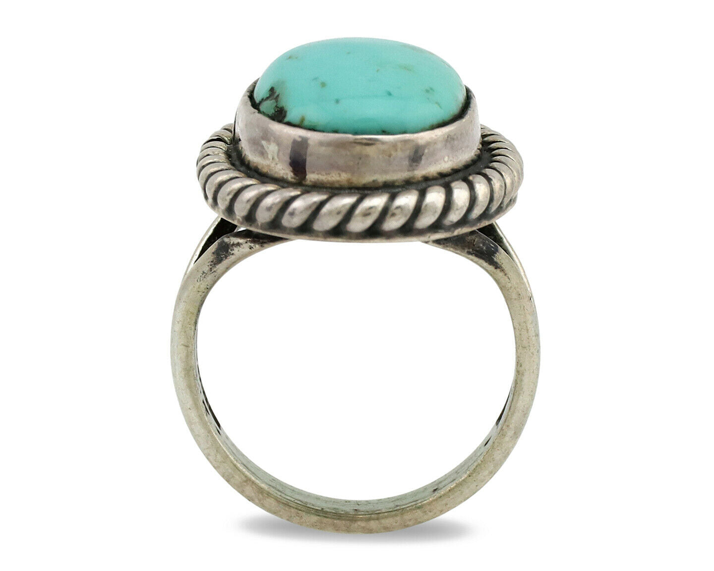 Navajo Ring .925 Silver Kingman Turquoise Native American Artist C.1980's
