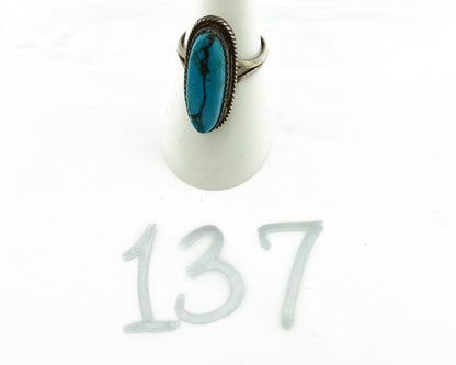 Navajo Ring .925 Silver Morenci Turquoise Native American Artist C.80's