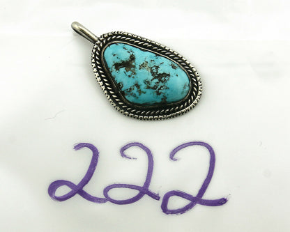 Navajo Pendant .925 Silver Kingman Turquoise Signed Artist Tom Willeto C.80's