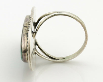 Navajo Ring .925 Silver Kingman Turquoise Native American Artist C.1980's