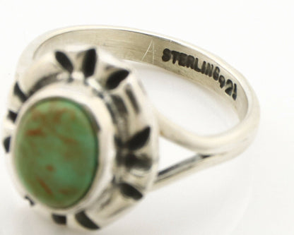 Navajo Ring .925 Silver Kingman Turquoise Artist Signed Gecko C.90's