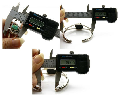 Navajo Bracelet .925 Silver Turquoise Mountain Signed Calvin Peterson C.80's