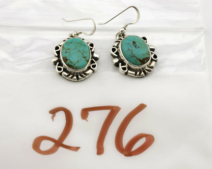 Navajo Earrings .925 Silver Southwest Turquoise Signed Calvin Peterson C.80