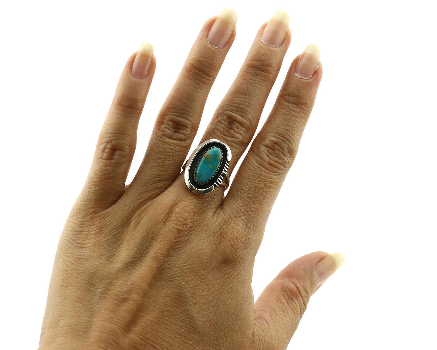 Navajo Ring .925 Silver Arizona Turquoise Native American Artist Handmade C.80's