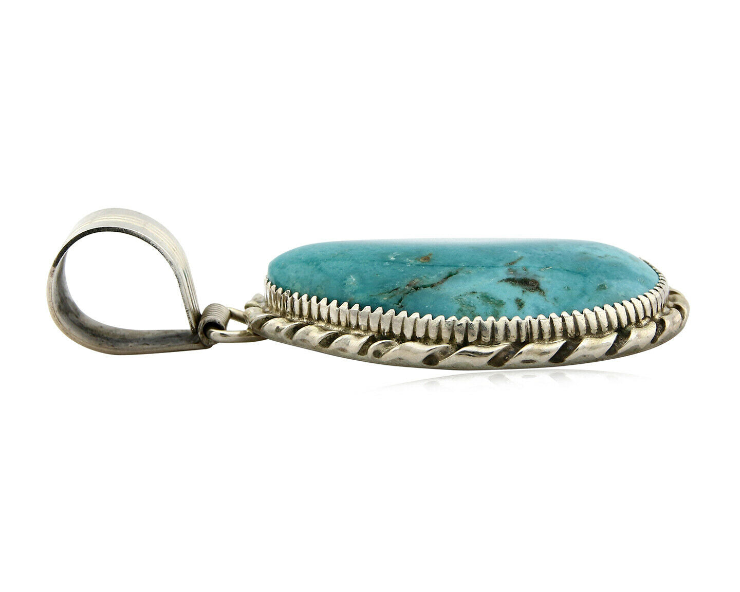 Navajo Pendant Turquoise Mountain .925 Silver Signed LTB C.80's