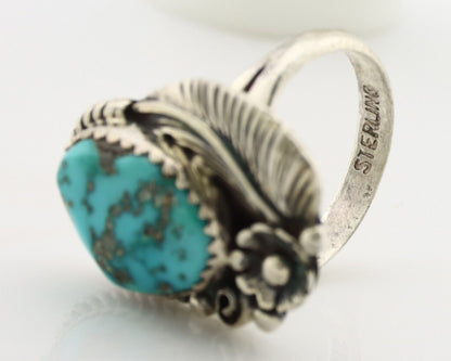 Navajo Ring 925 Silver Natural Blue Turquoise Native American Artist C.80's
